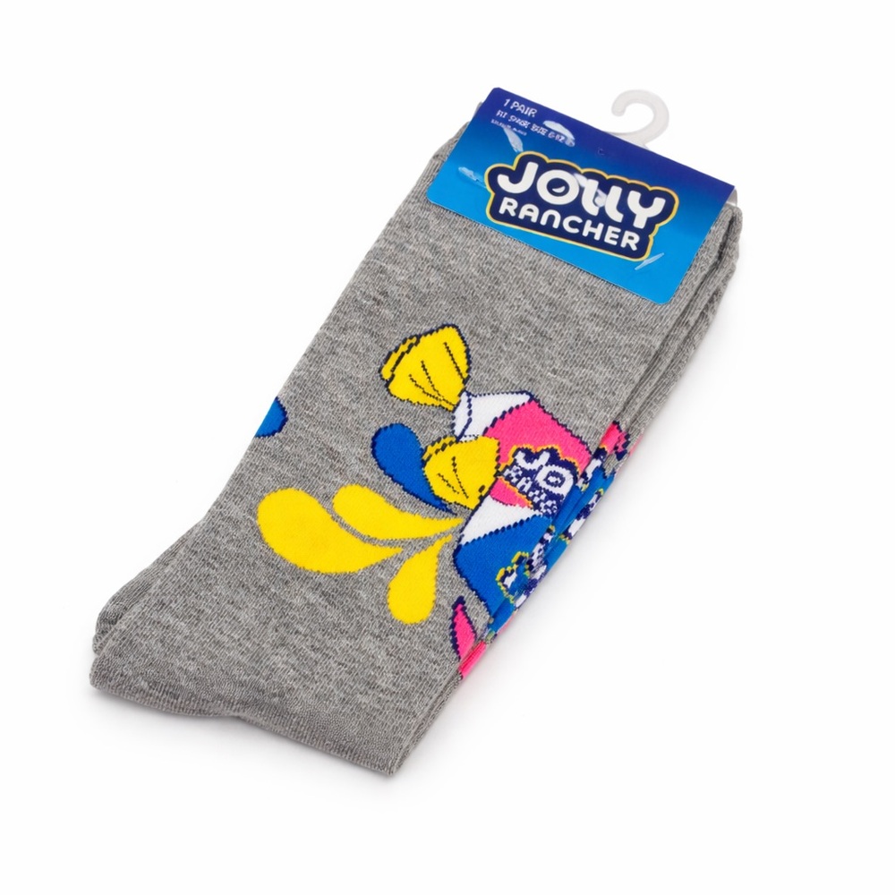 Jolly Rancher Women’s Gray Socks with Colorful Design NWT Size 6-12